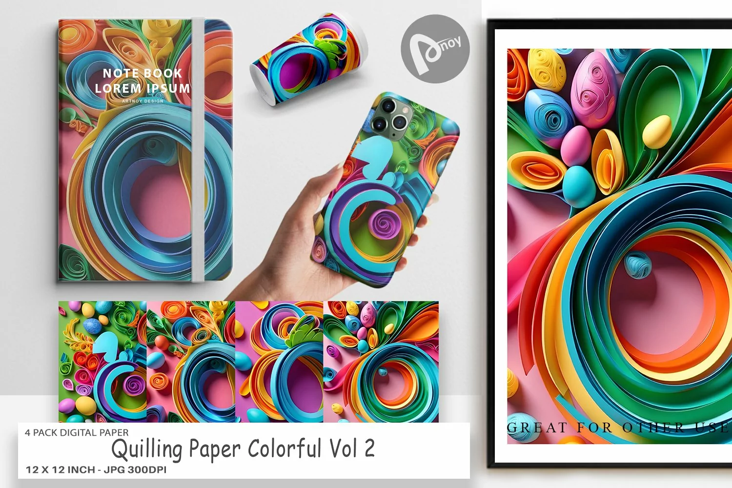 Digital Paper Quilling Paper Colorful product image 1