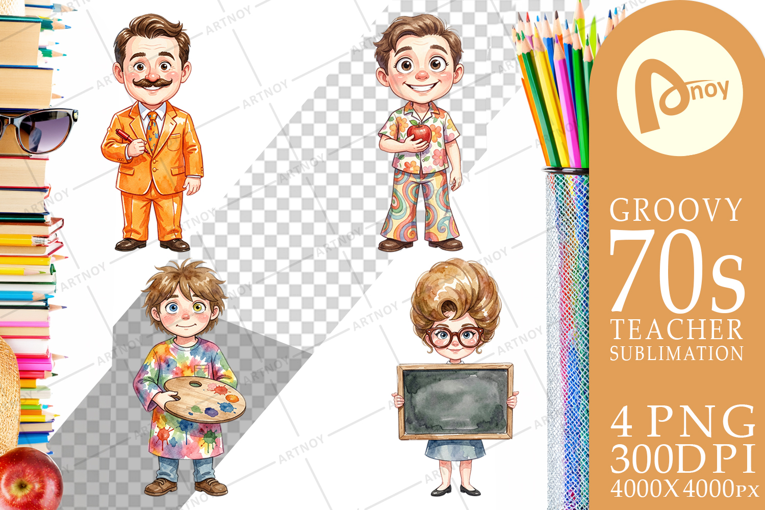 Quirky 70s Human Teacher Sublimation product image 1