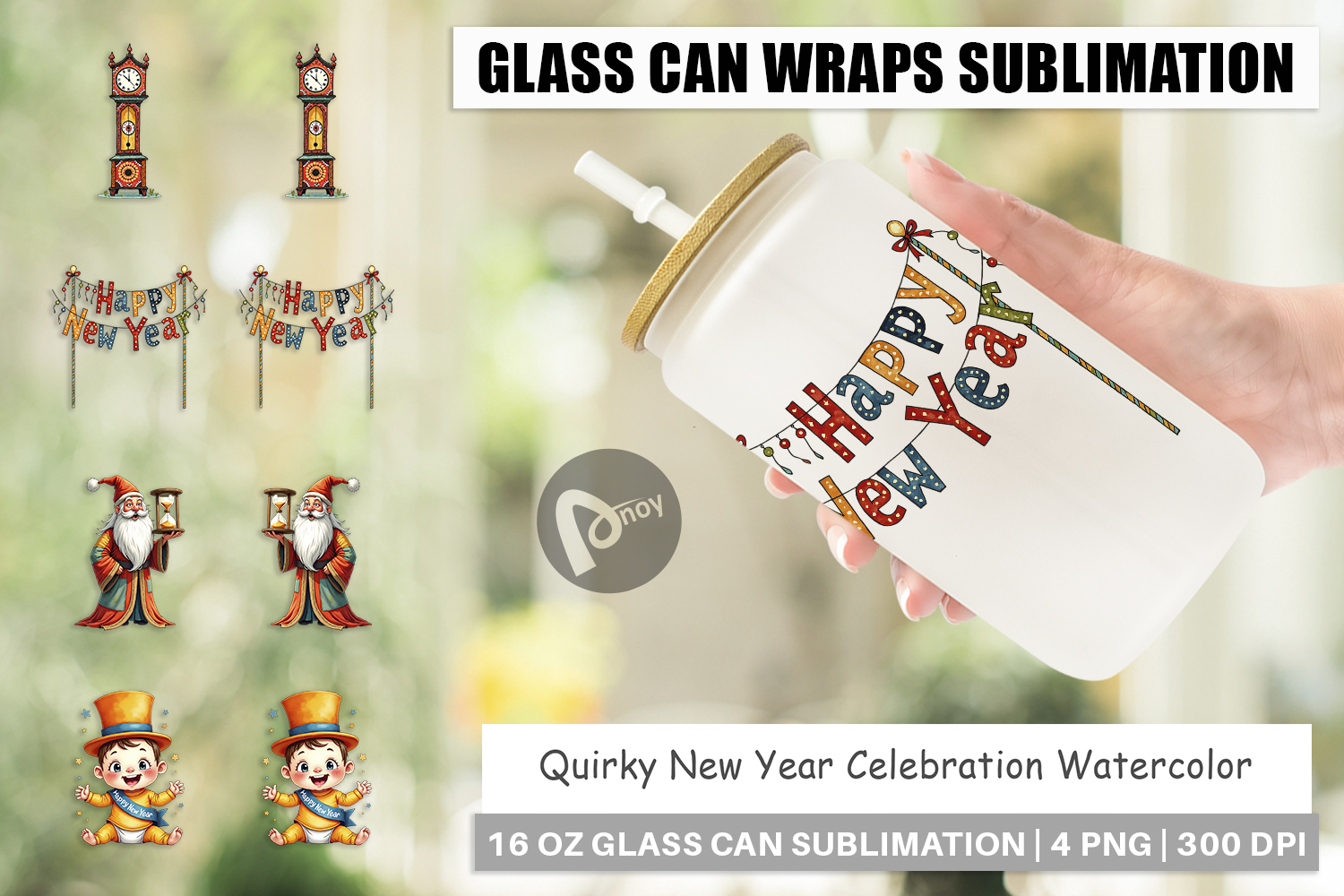 New Year Celebration Glass Can product image 1