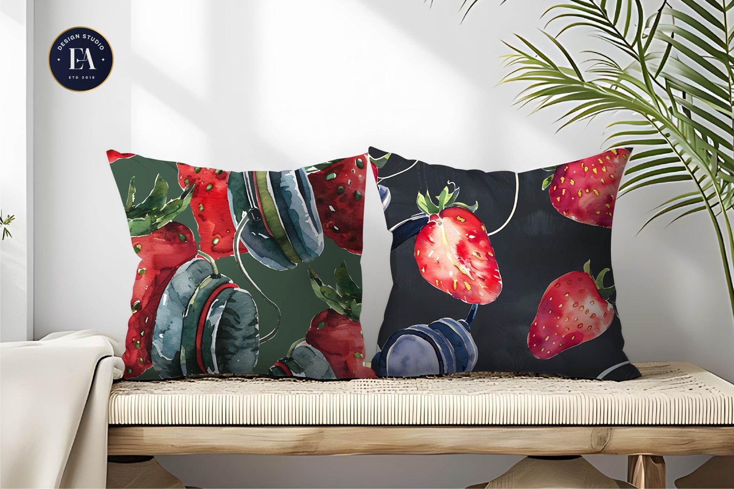 Walking Strawberries Watercolor Seamless Digital Papers product image 1