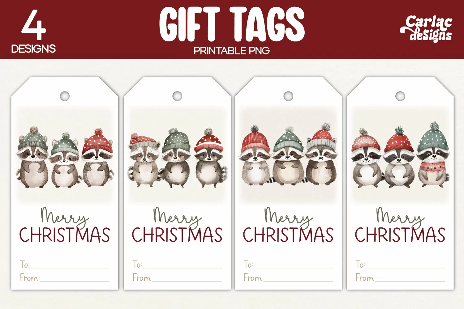 racoon gift tags