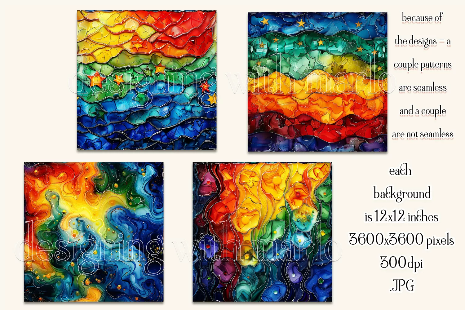 Alcohol Ink Rainbow Colors Abstract Patterns, Watercolor, s5 product image 1