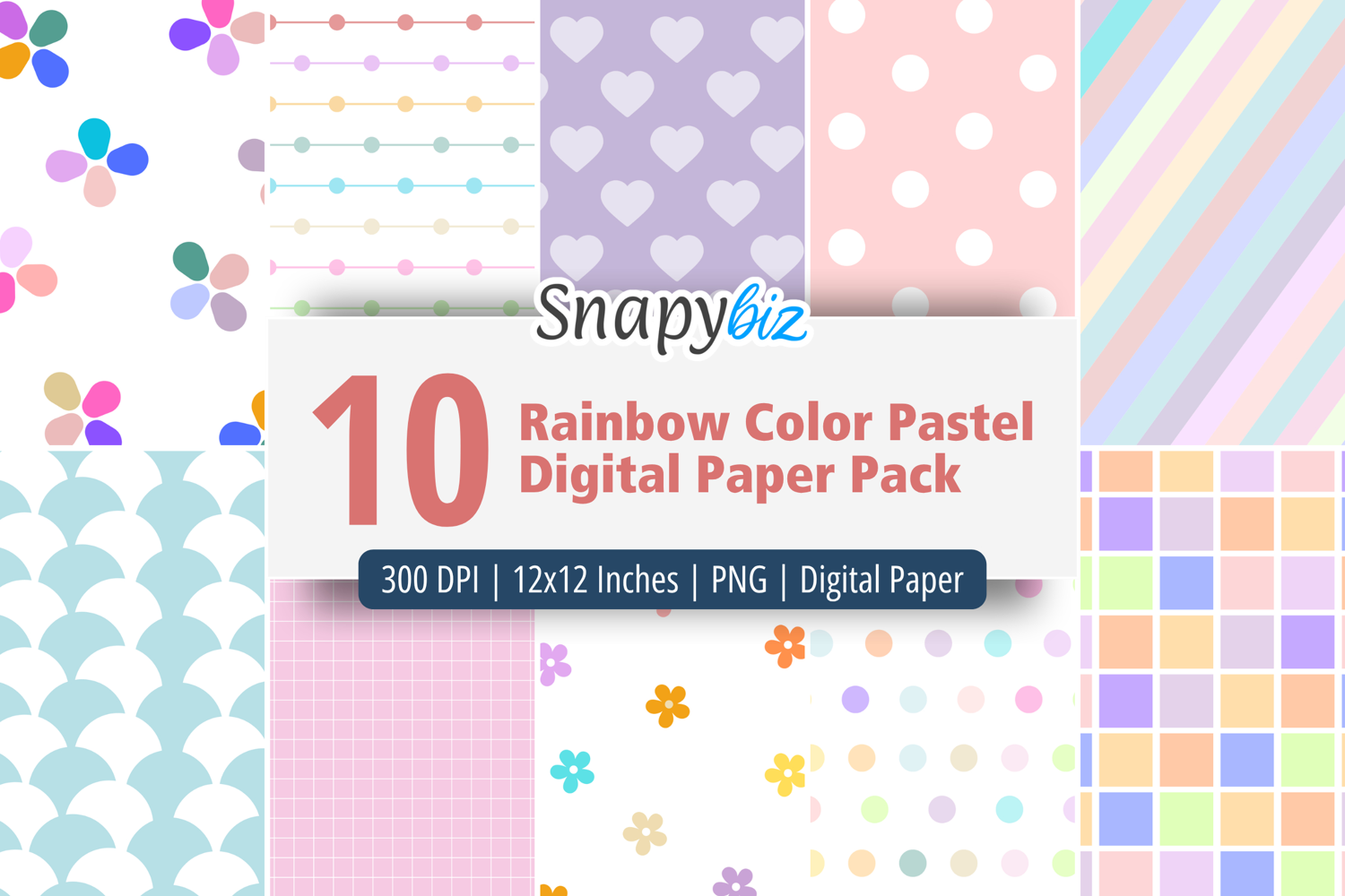 Rainbow Color Pastel Seamless Digital Paper product image 1