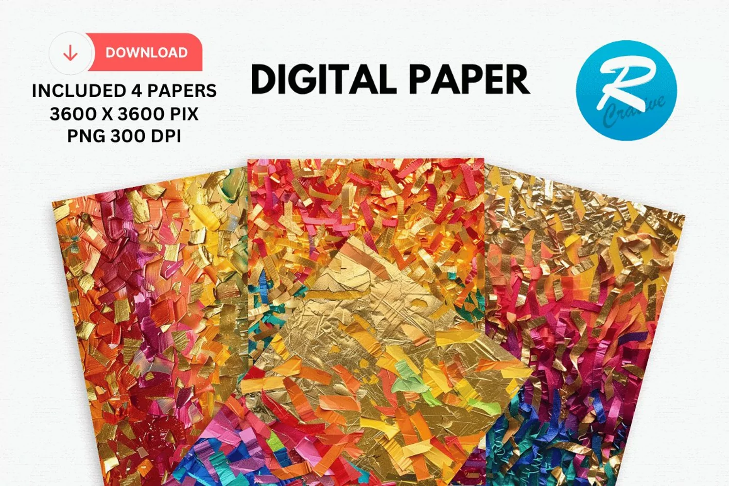 Rainbow Colored Shredded Digital Paper, Rainbow Background product image 1