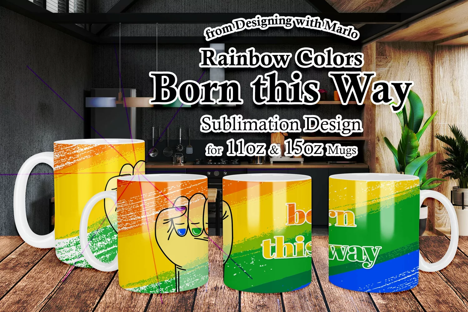 Born this Way - Rainbow Color 11oz & 15oz Mug Sublimation product image 1