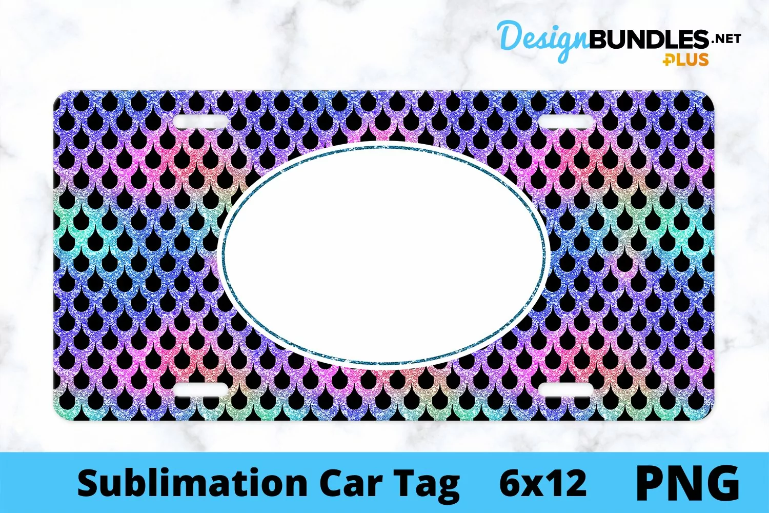 Sublimation Car Tag - Car Tag PNG - Rainbow Glitter Monogram product image 1
