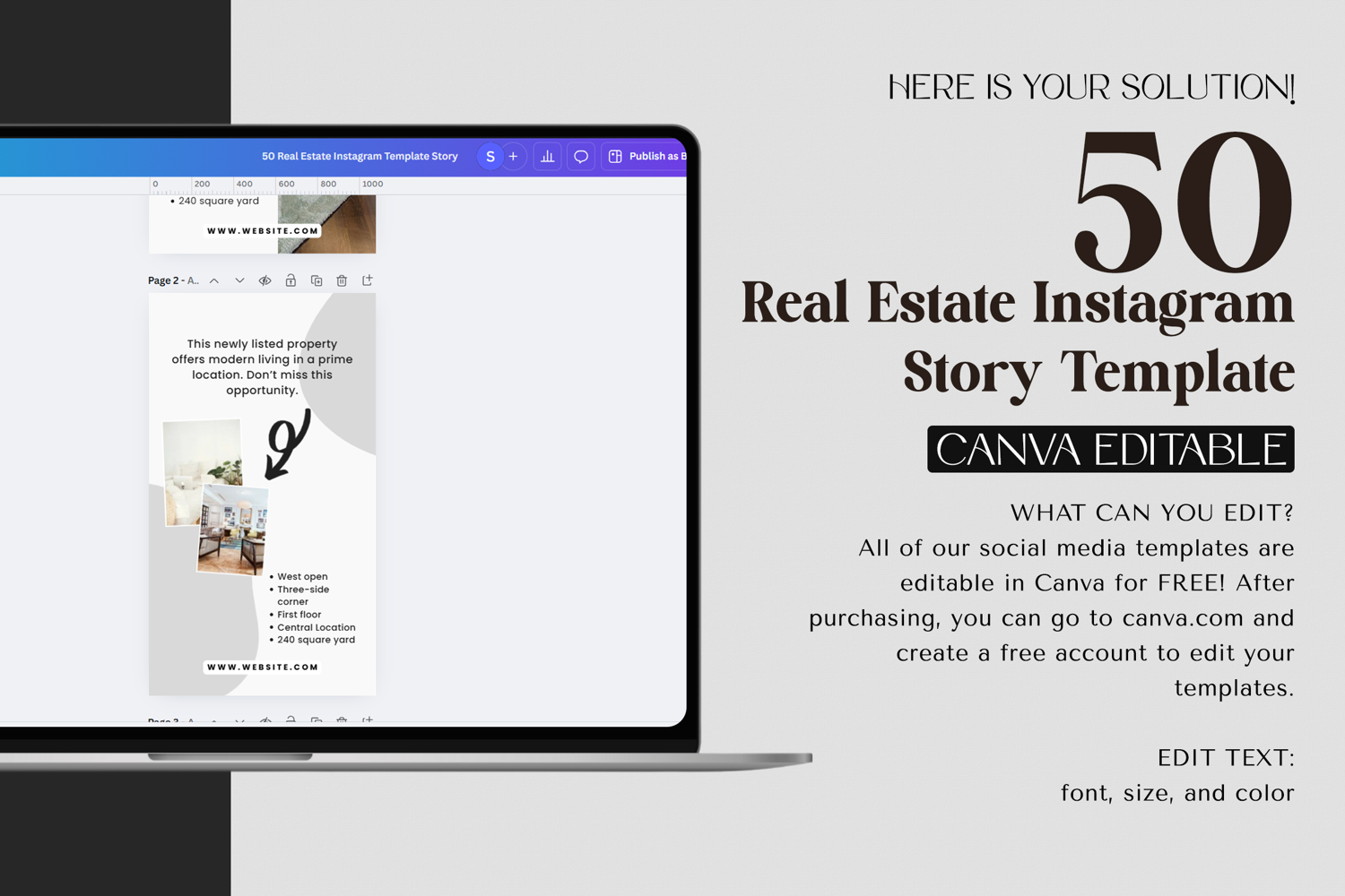 Real Estate Instagram Canva Story Editable Template product image 1
