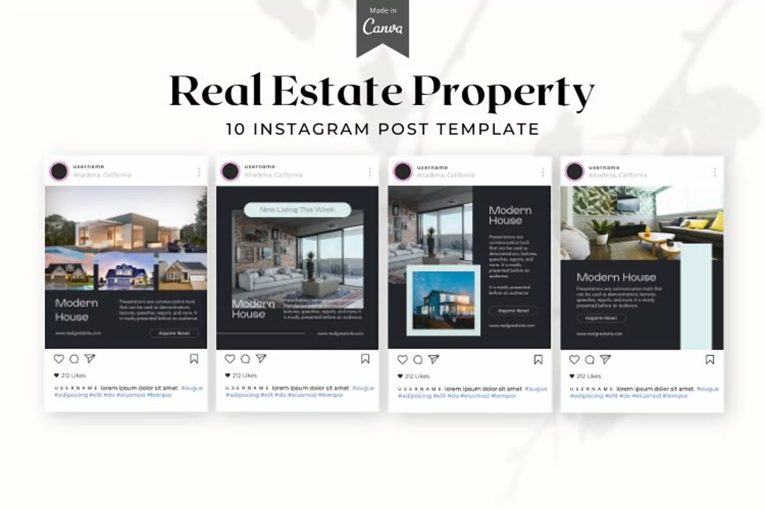 Real estate house property instagram post Canva product image 1