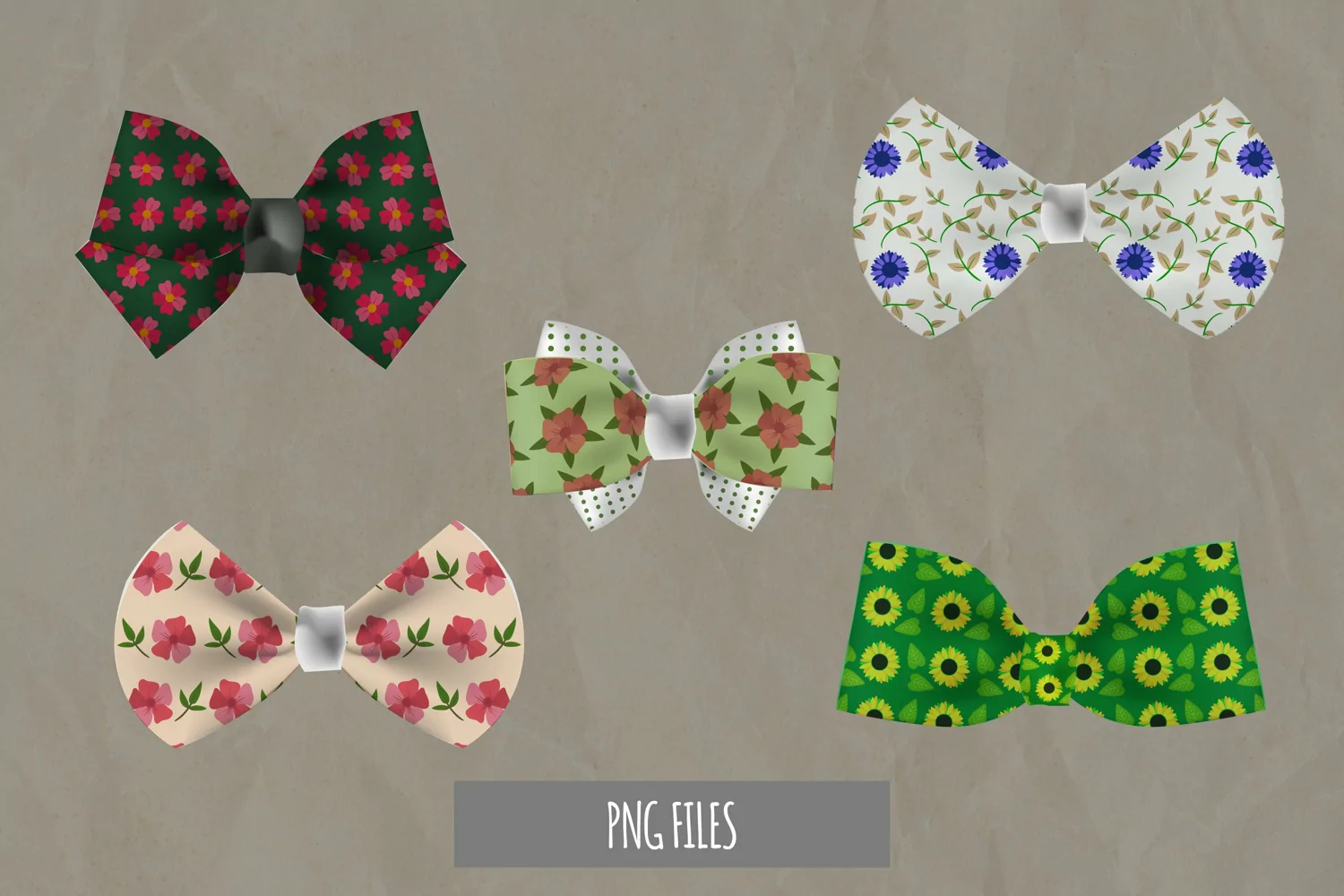 Realistic Vintage Floral Bow Clipart product image 1