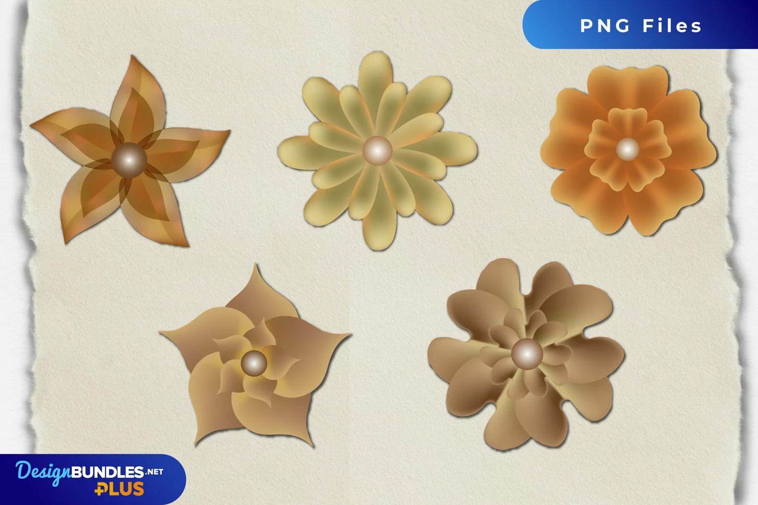Realistic Vintage Scrapbook Paper Flower Clipart product image 1