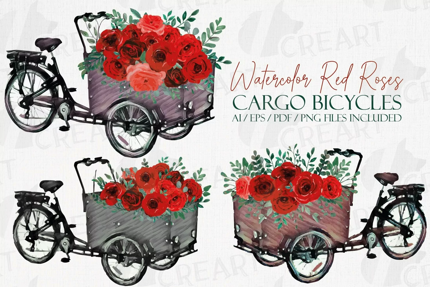 Red roses floral cargo bikes flower shop, wedding decoration product image 1