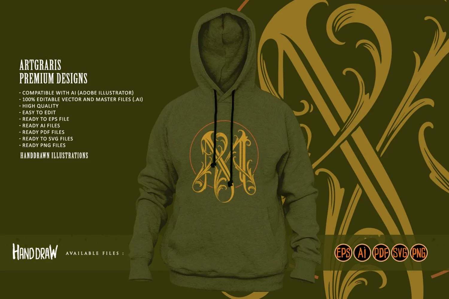 Regal flourish vintage lettering M monogram logo product image 1