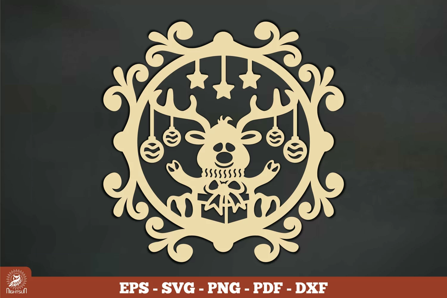Reindeer Ornament Vintage SVG product image 1