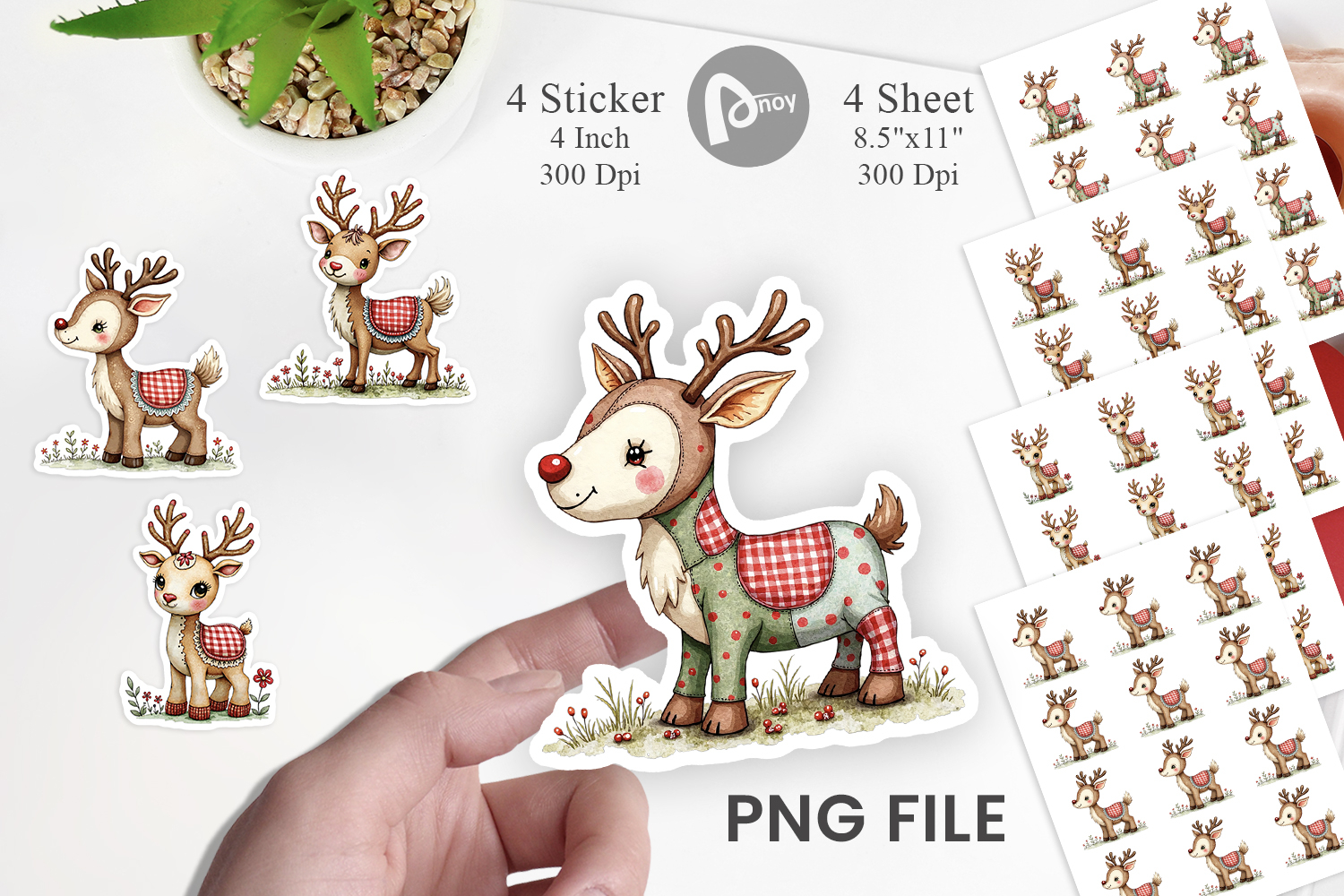 Reindeer Patchwork Sticker product image 1