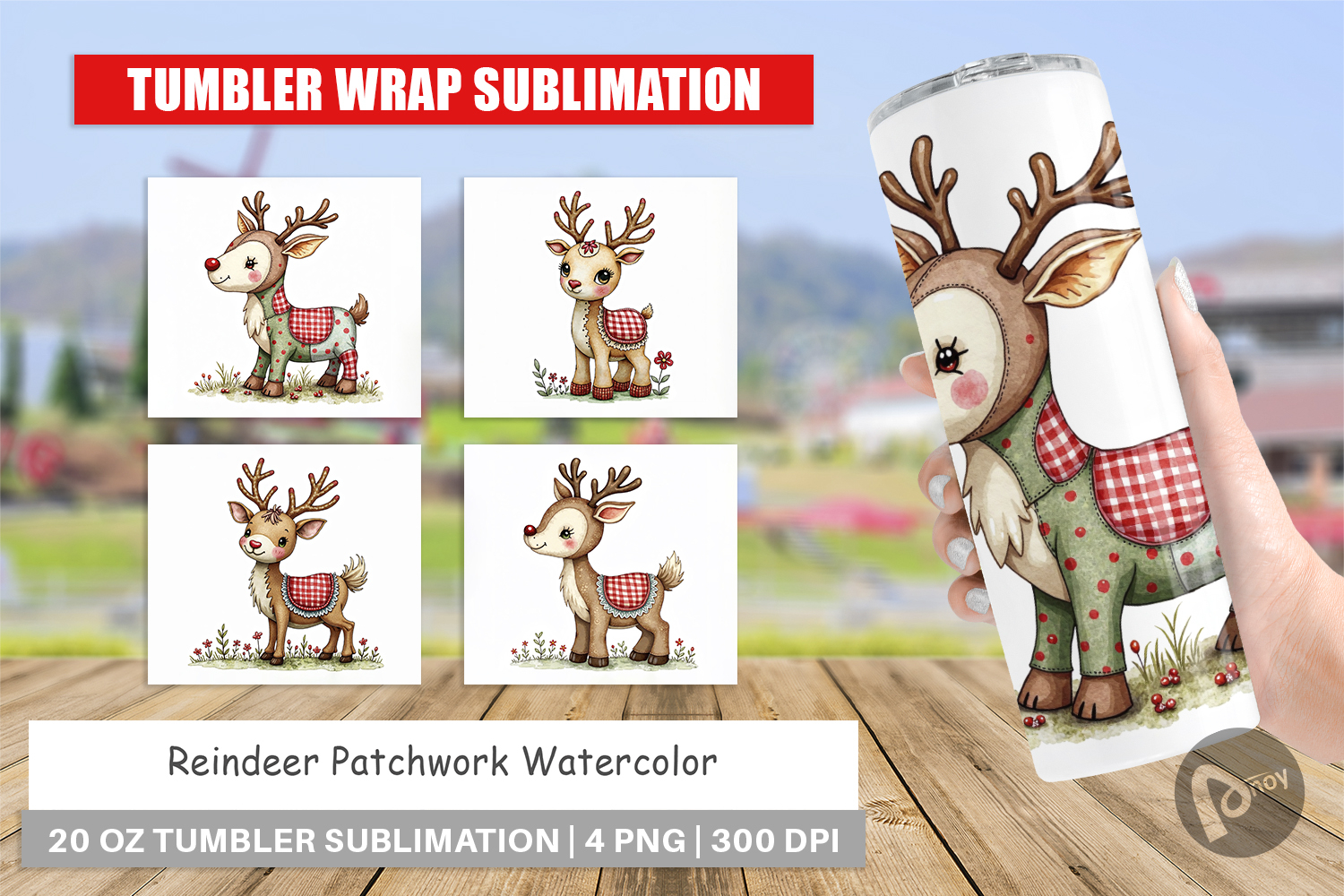Reindeer Patchwork Tumbler product image 1