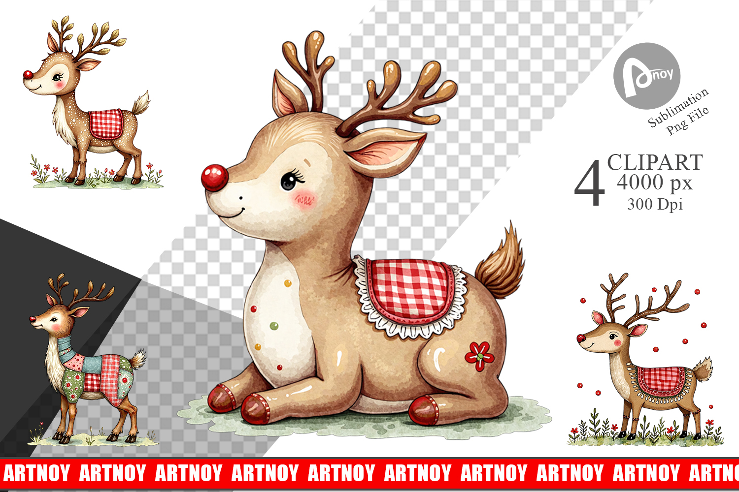 Reindeer Patchwork Clipart product image 1