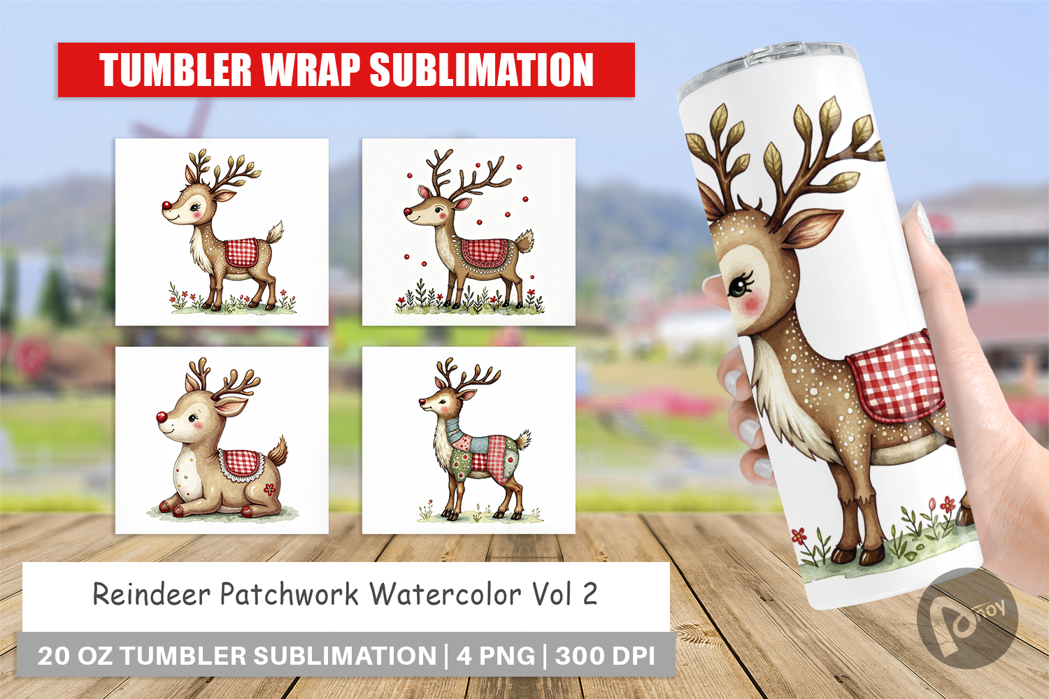 Reindeer Patchwork Tumbler product image 1