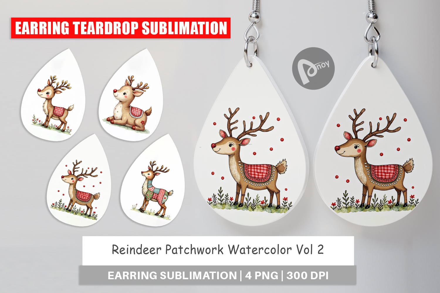 Reindeer Patchwork Earring product image 1