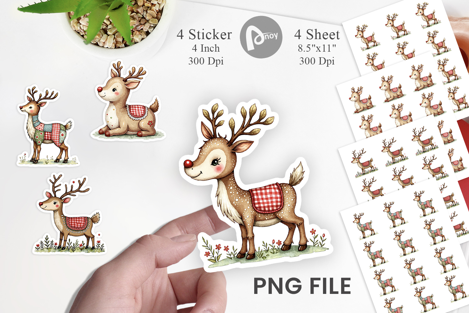 Reindeer Patchwork Sticker product image 1