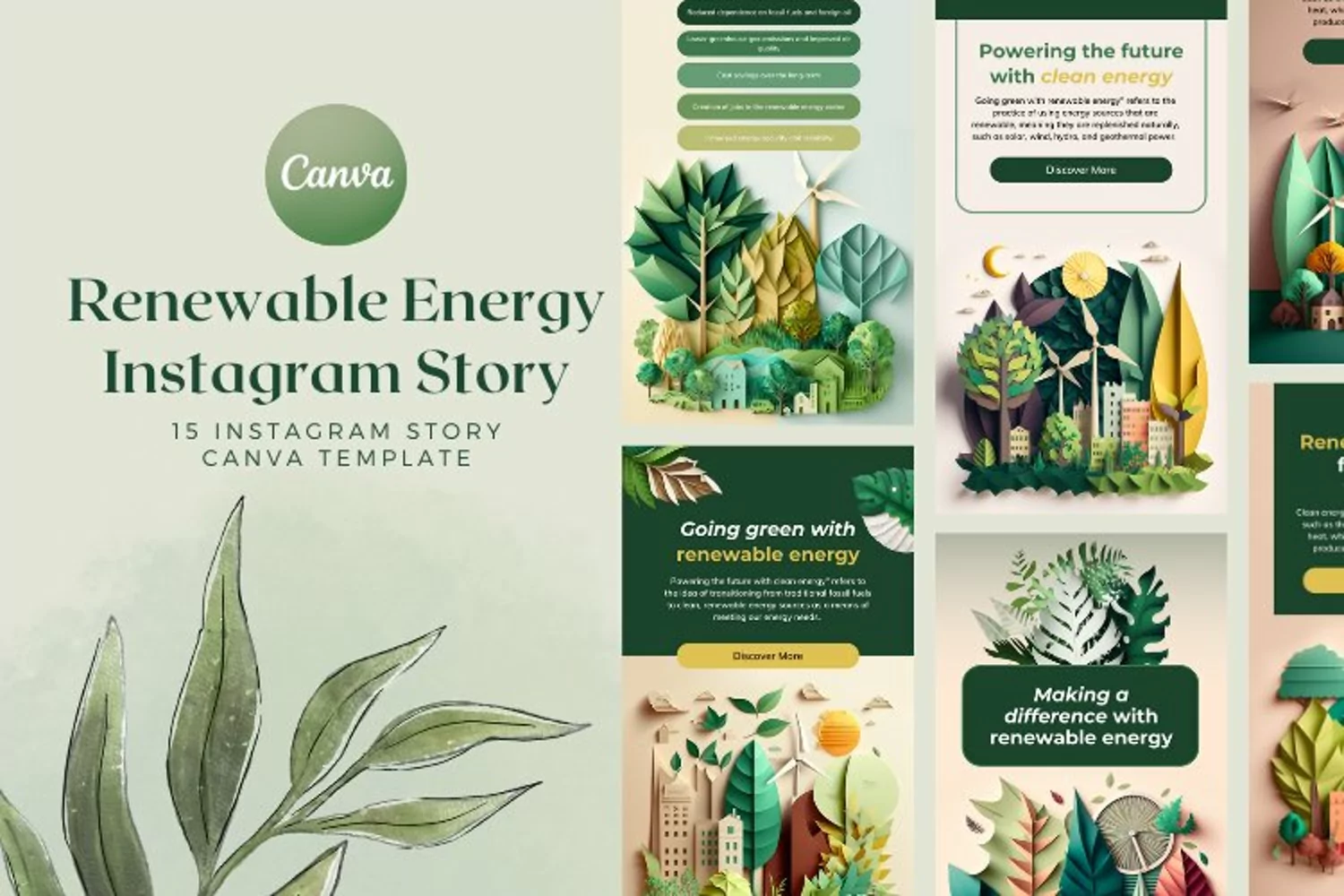 Renewable Energy Instagram Story Template for Canva product image 1
