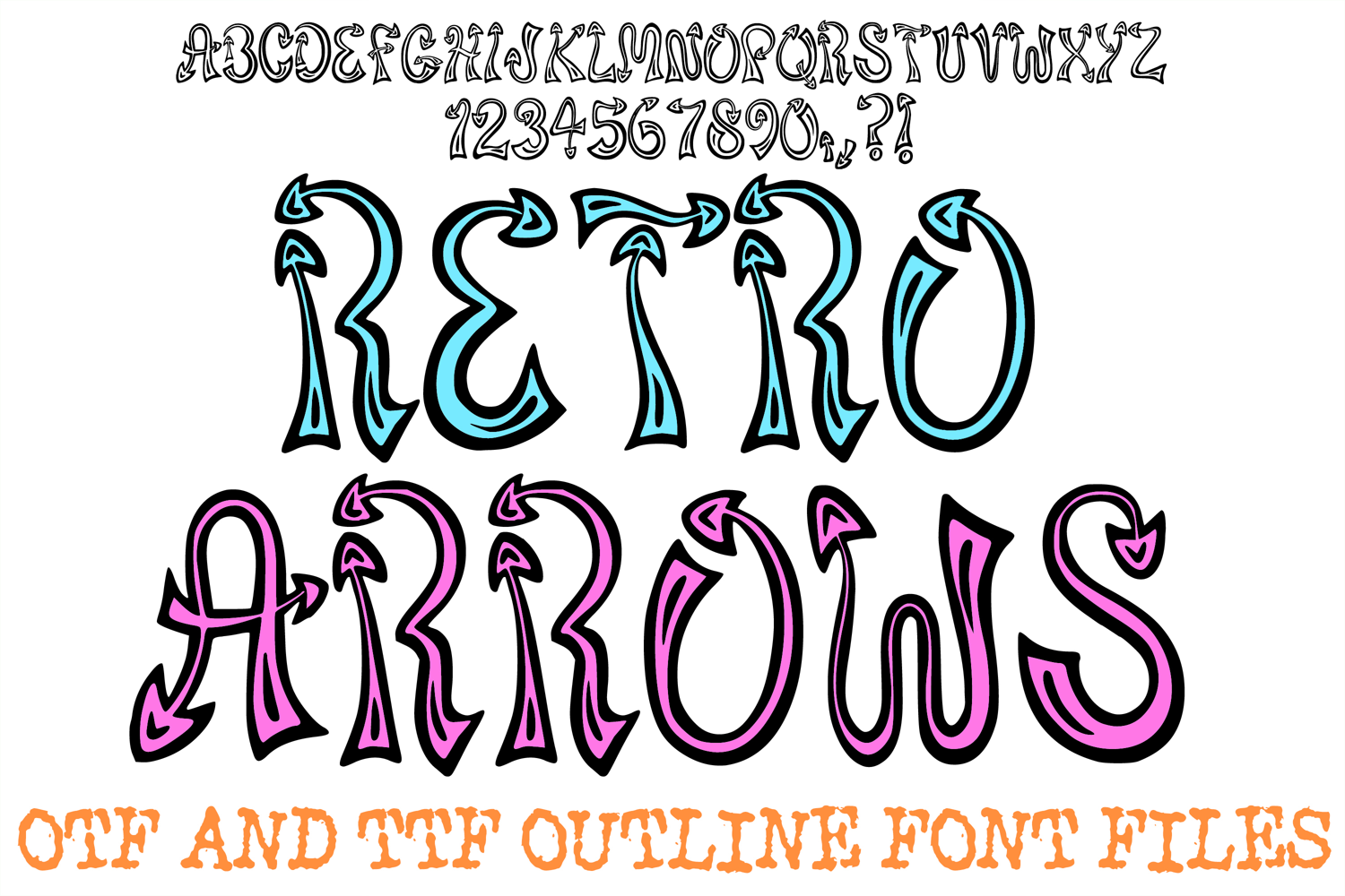 Retro Arrows ABC Font Typeface Alphabet OTF TTF Illustration product image 1