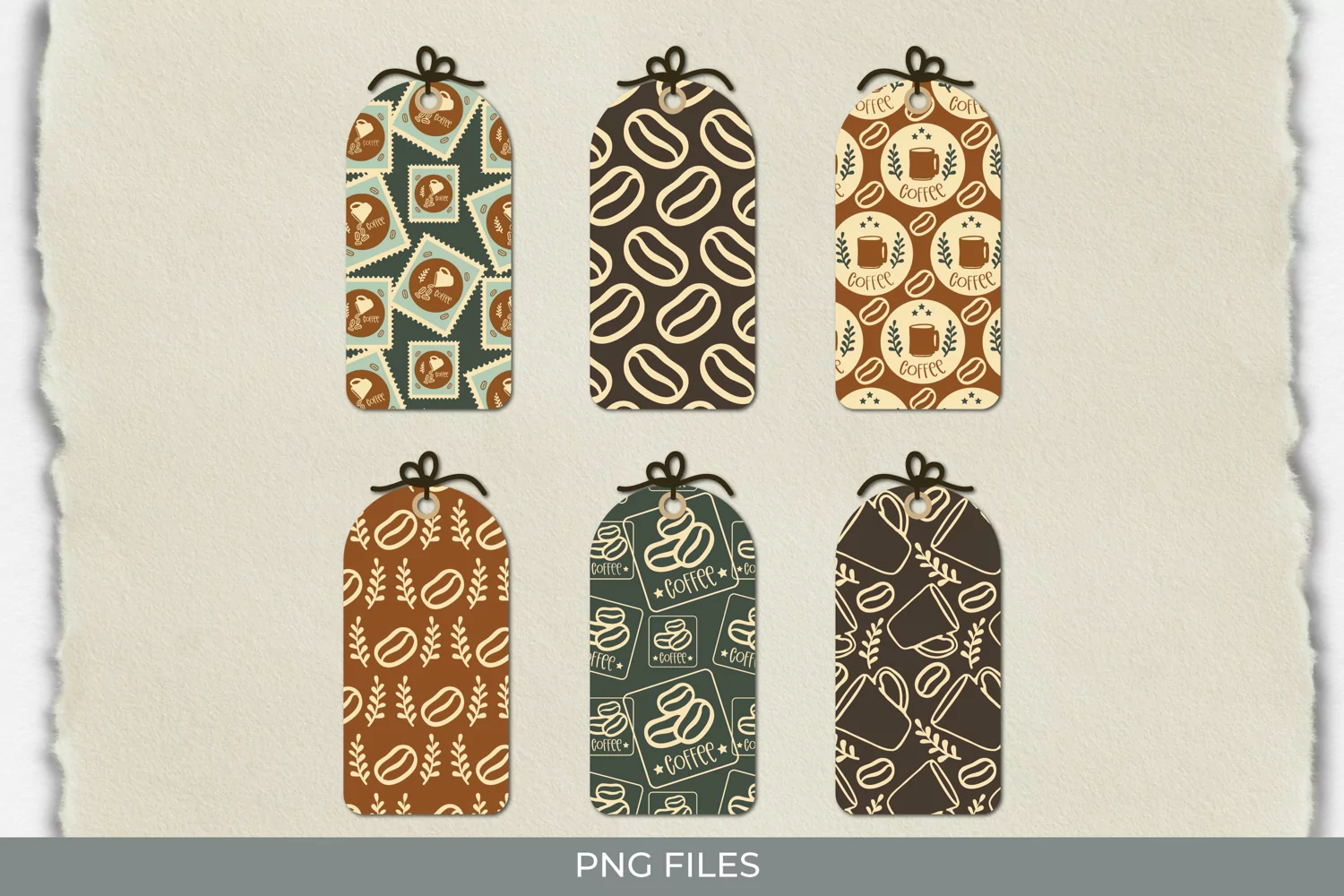 Retro Coffee Postage Patterned Shaped Tags product image 1