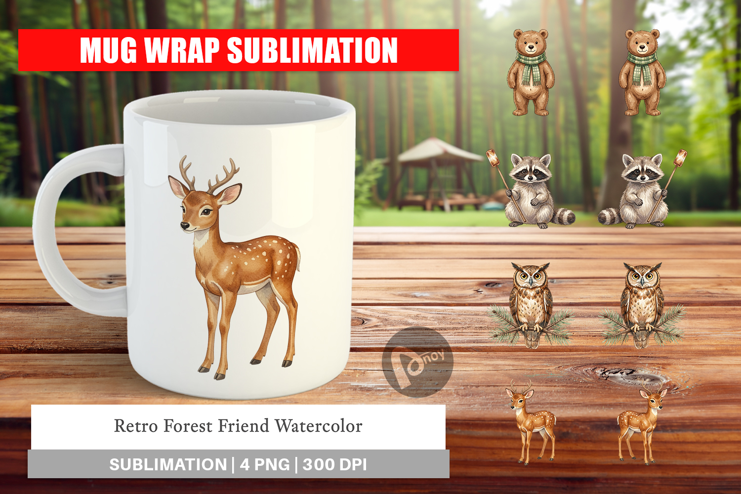 Retro Forest Friend Mug Wrap product image 1