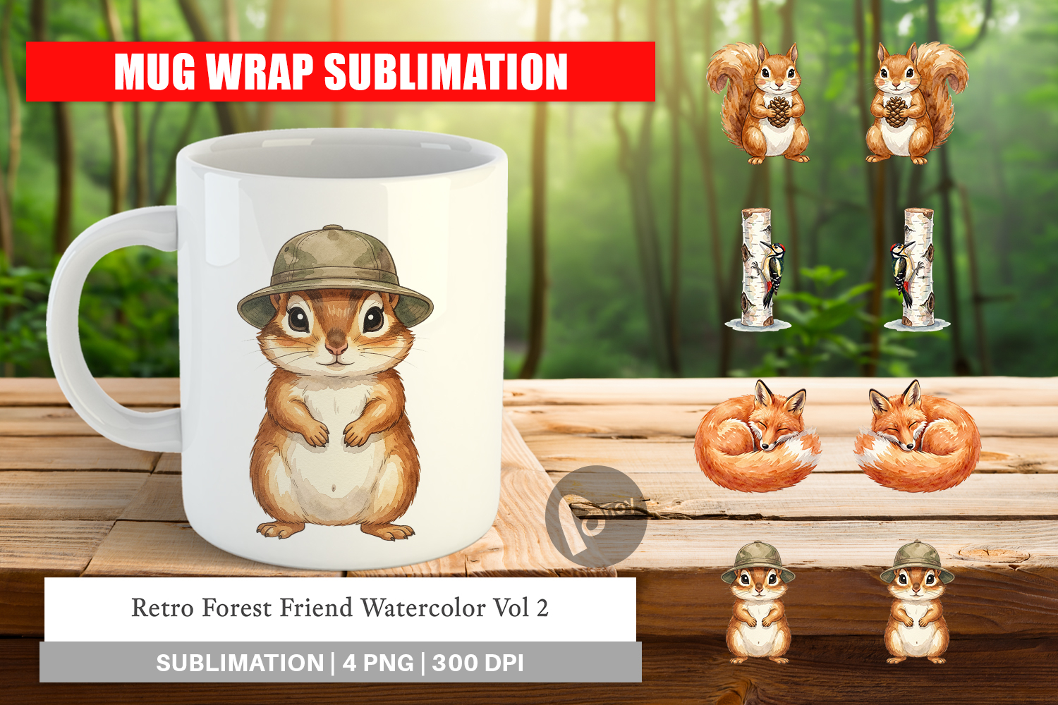 Retro Forest Friend Mug Wrap product image 1