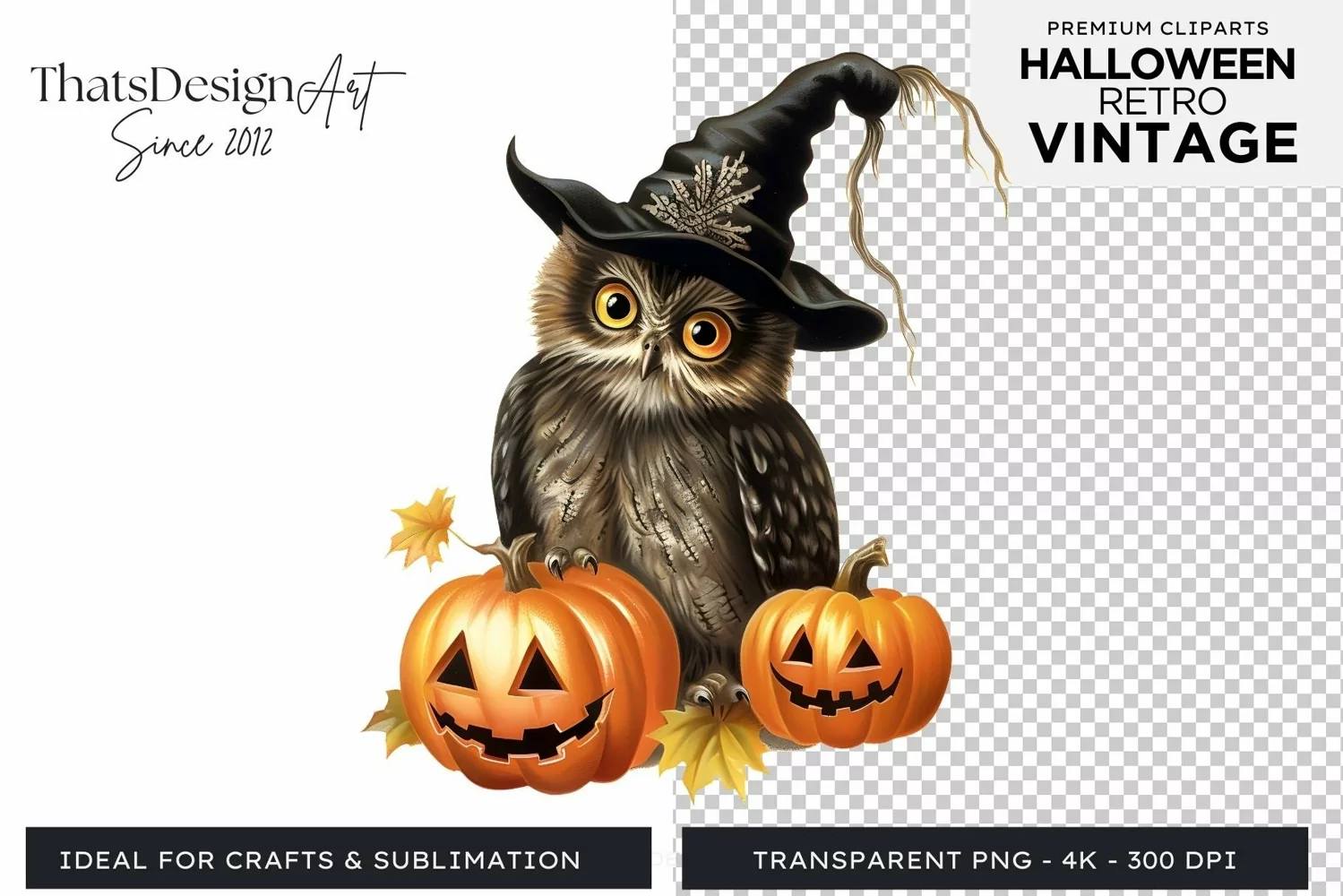 Retro Halloween Clipart PNG for sublimation product image 1