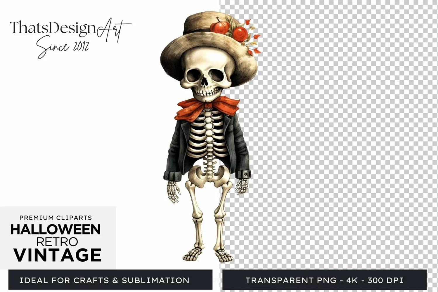 Retro Halloween Clipart PNG for sublimation product image 1
