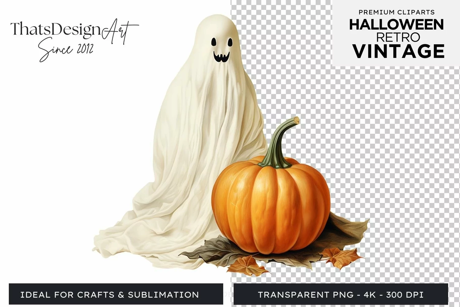 Retro Halloween Clipart PNG for sublimation product image 1