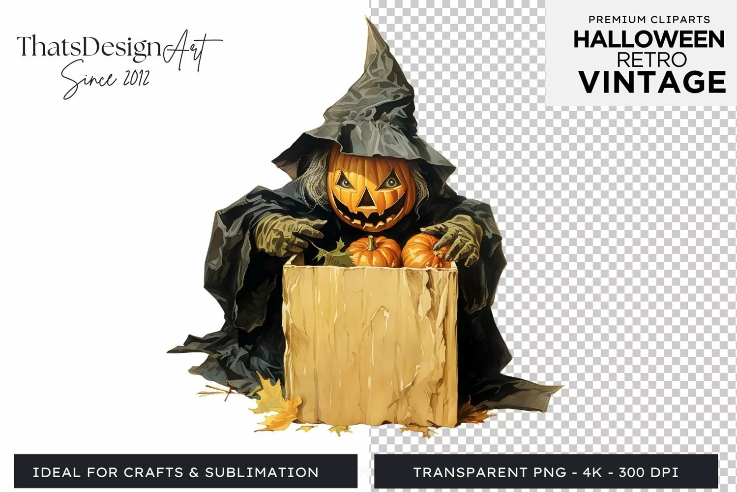 Retro Halloween Clipart PNG for sublimation product image 1