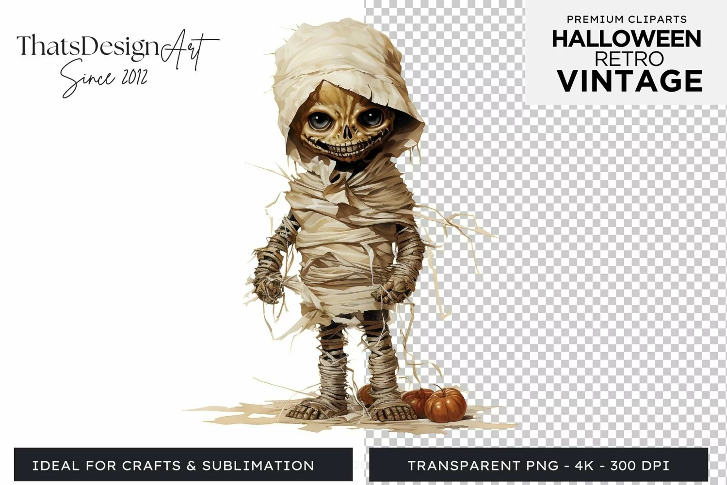 Retro Halloween Clipart PNG for sublimation product image 1