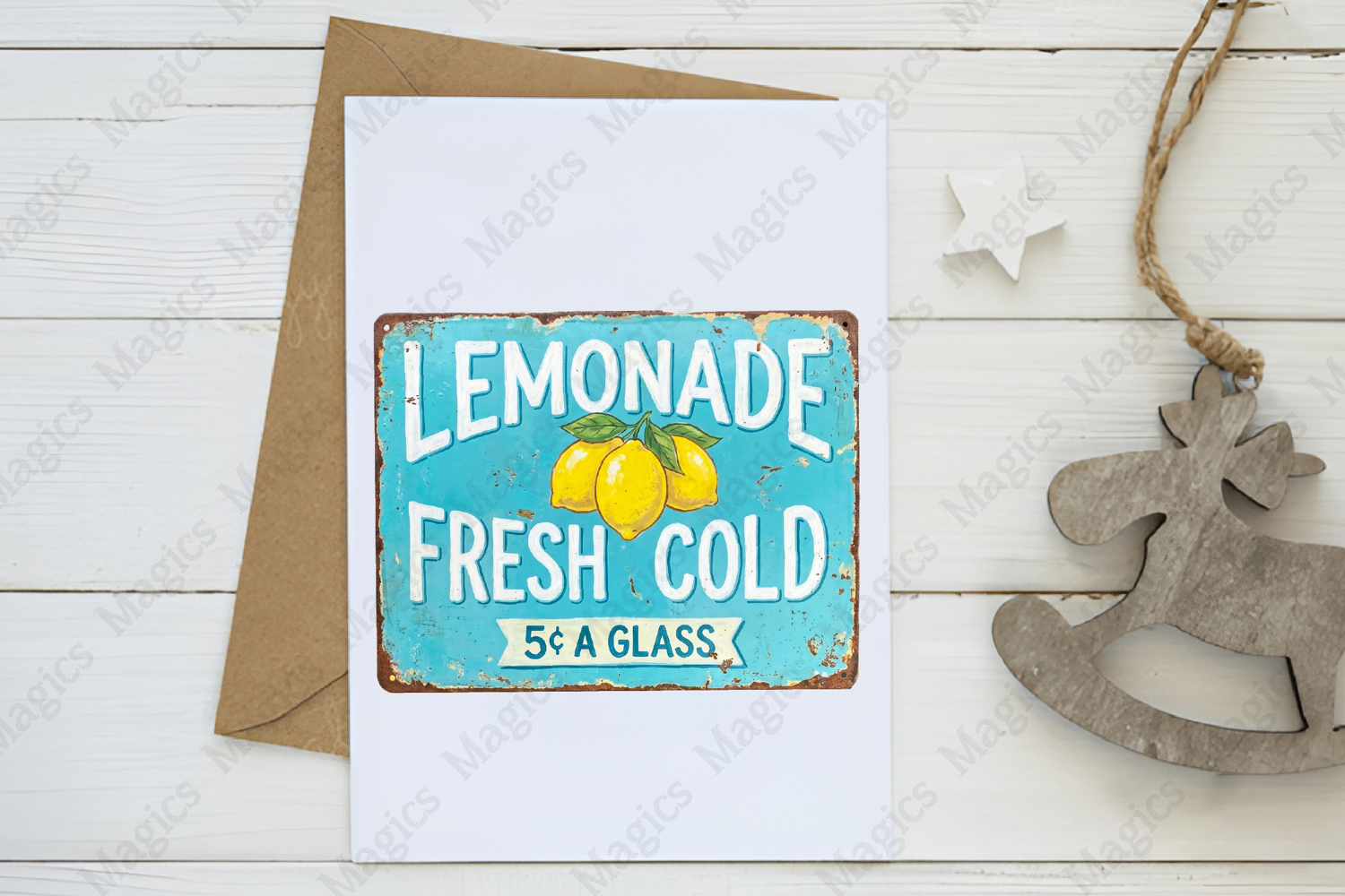 Retro Lemonade Fresh Cold Sign PNG, Vintage Summer Drink product image 1