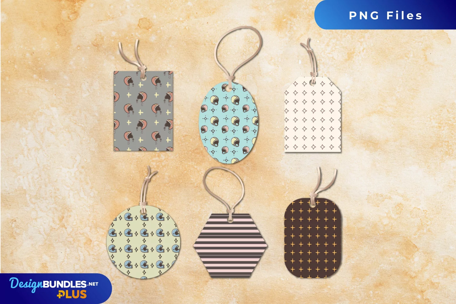 Retro Motorcycle Helmet Patterned Shaped Tag product image 1