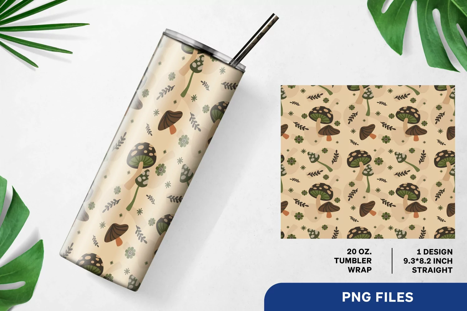 Cute Mushrooms 20 oz Tumbler Wrap Design product image 1