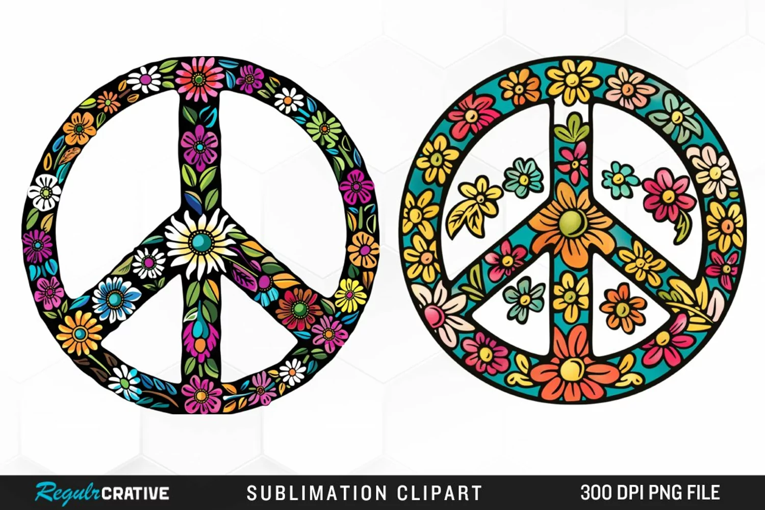 Retro Peace Sign Watercolor Clipart product image 1