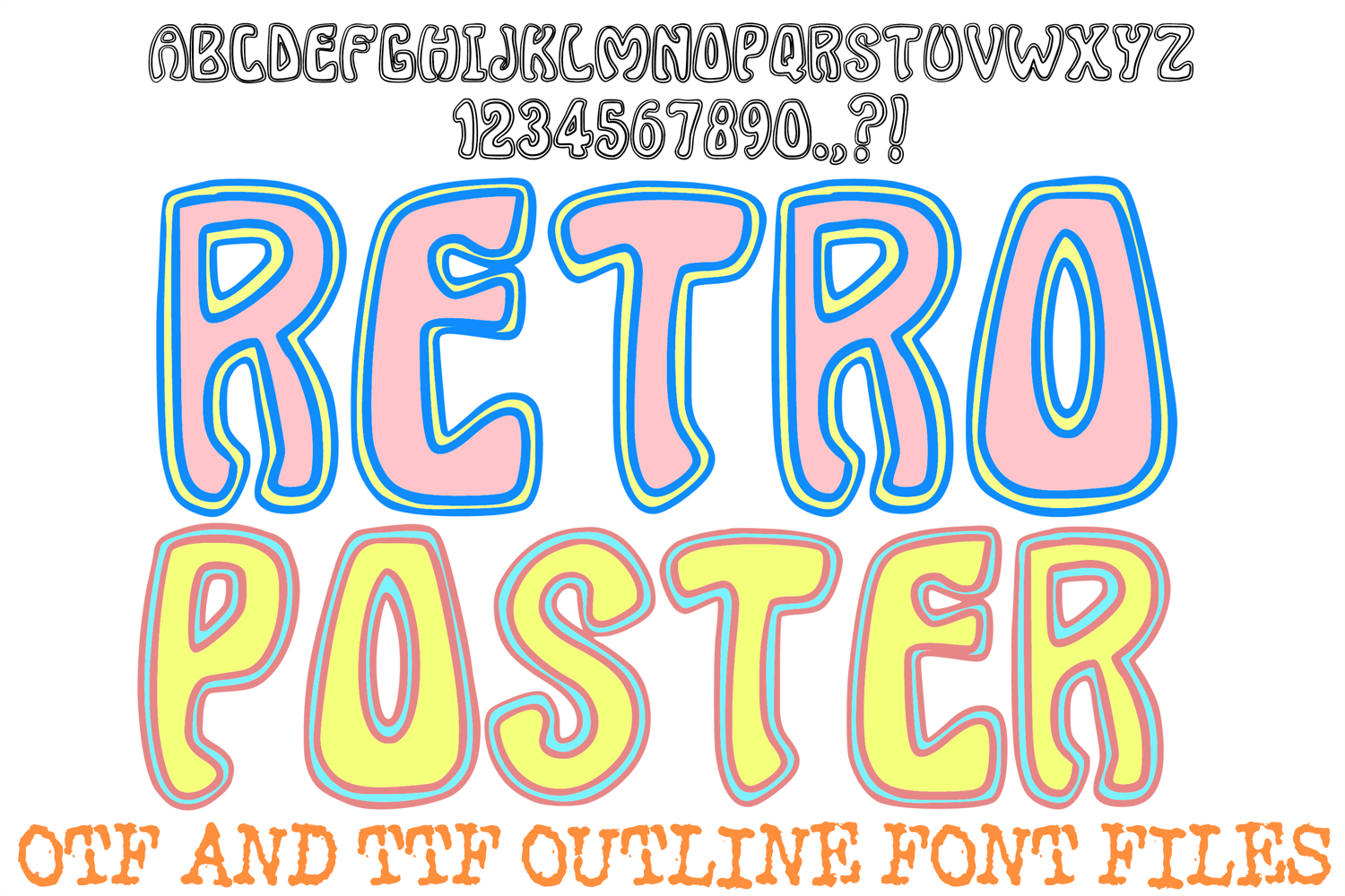 Retro Poster Lettering Font Hand Drawn Vintage Hippy ABC OTF