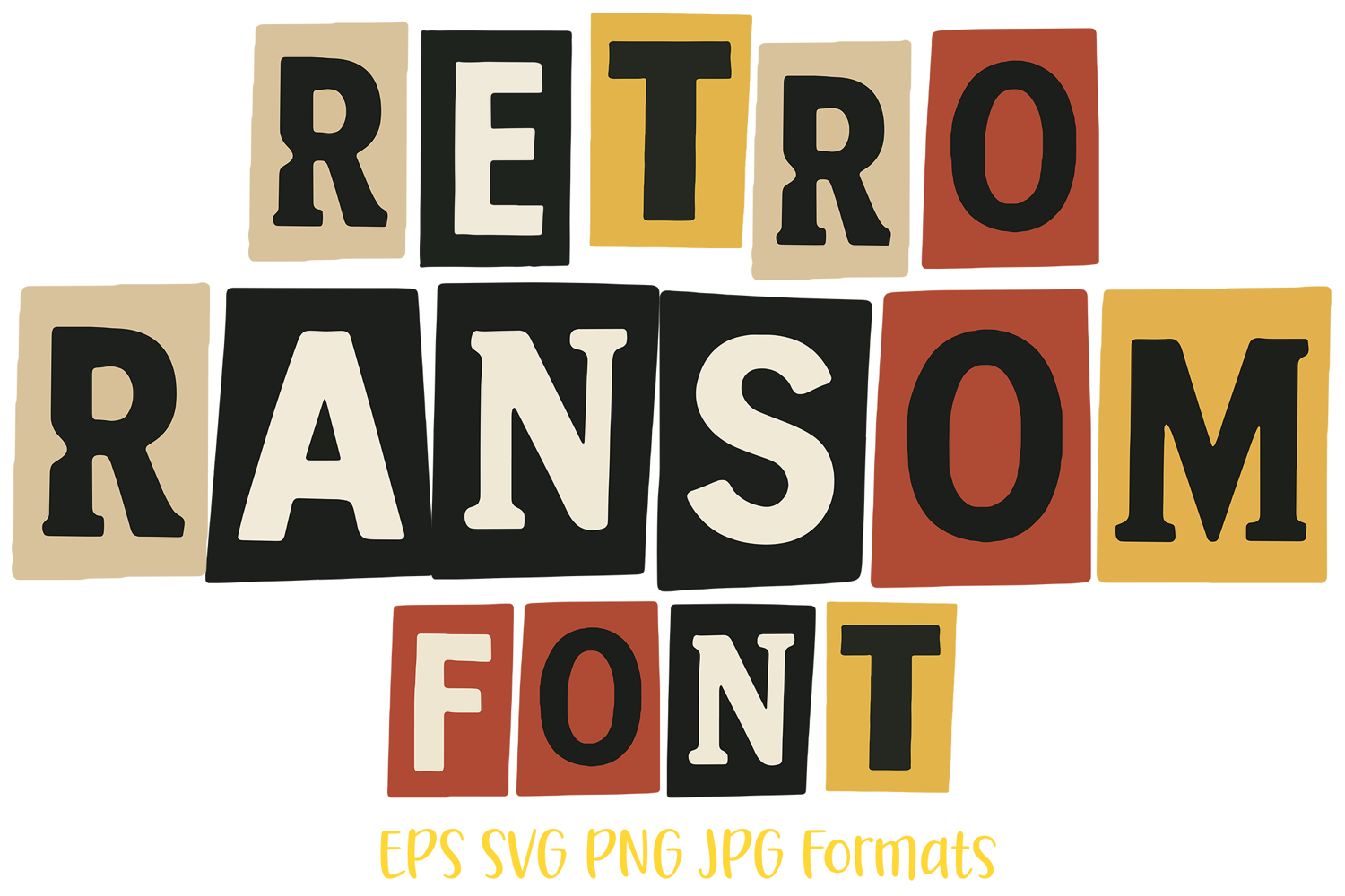 Retro Ransom Typeface Lettering ABC Text Font alphabet Illustration by Squeeb Creative