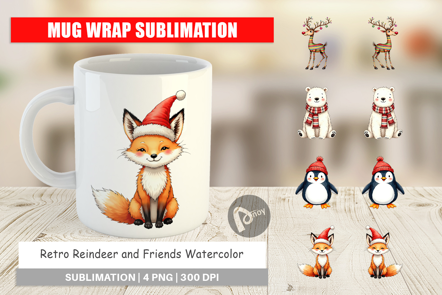 Reindeer and Friends Mug Wrap product image 1