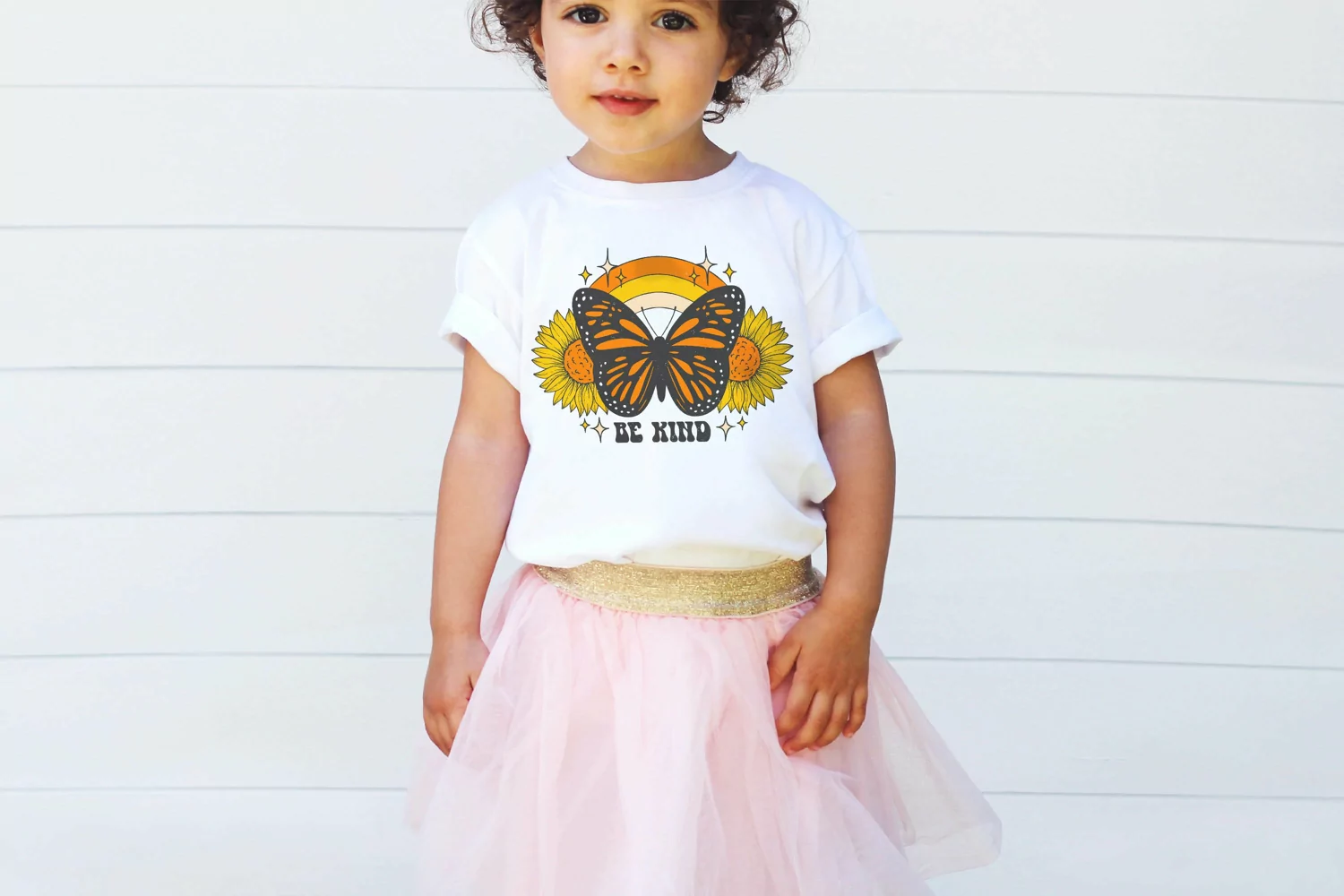 Retro Sunflower butterfly  Be kind PNG