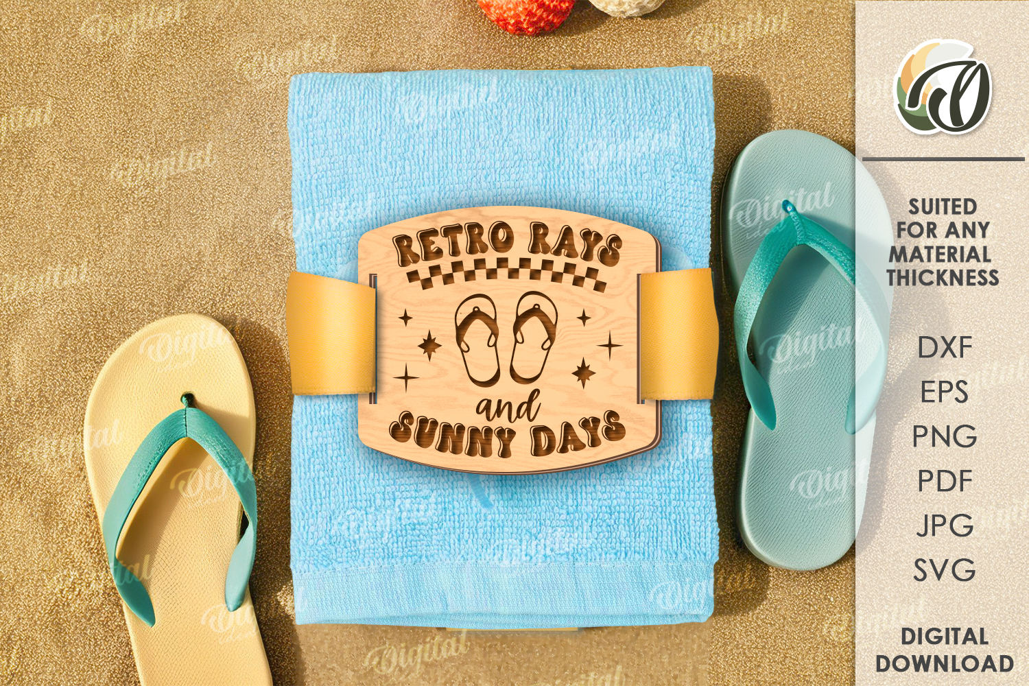 Retro towel gift tag Laser Cut product image 1