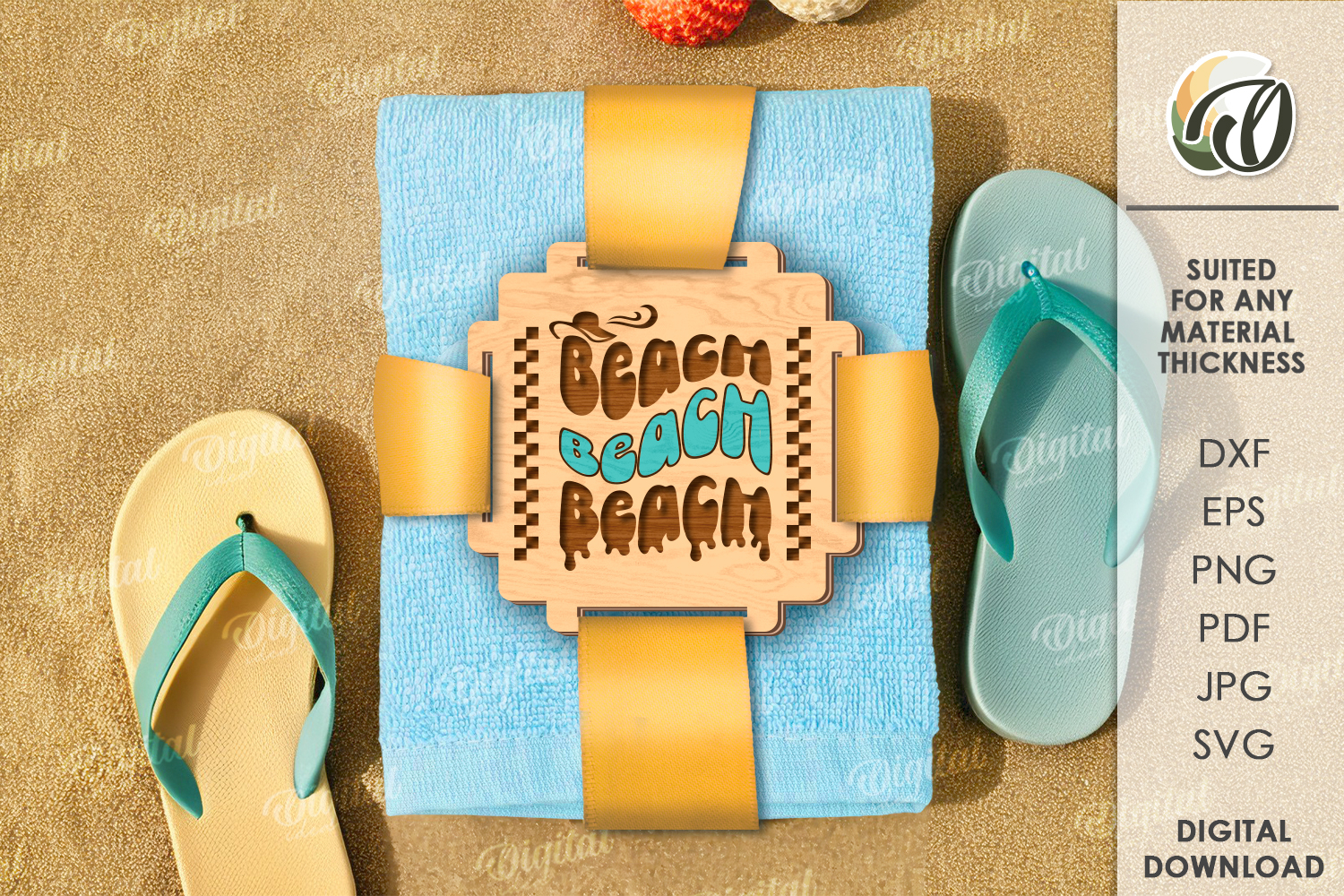 Retro towel gift tag Laser Cut product image 1