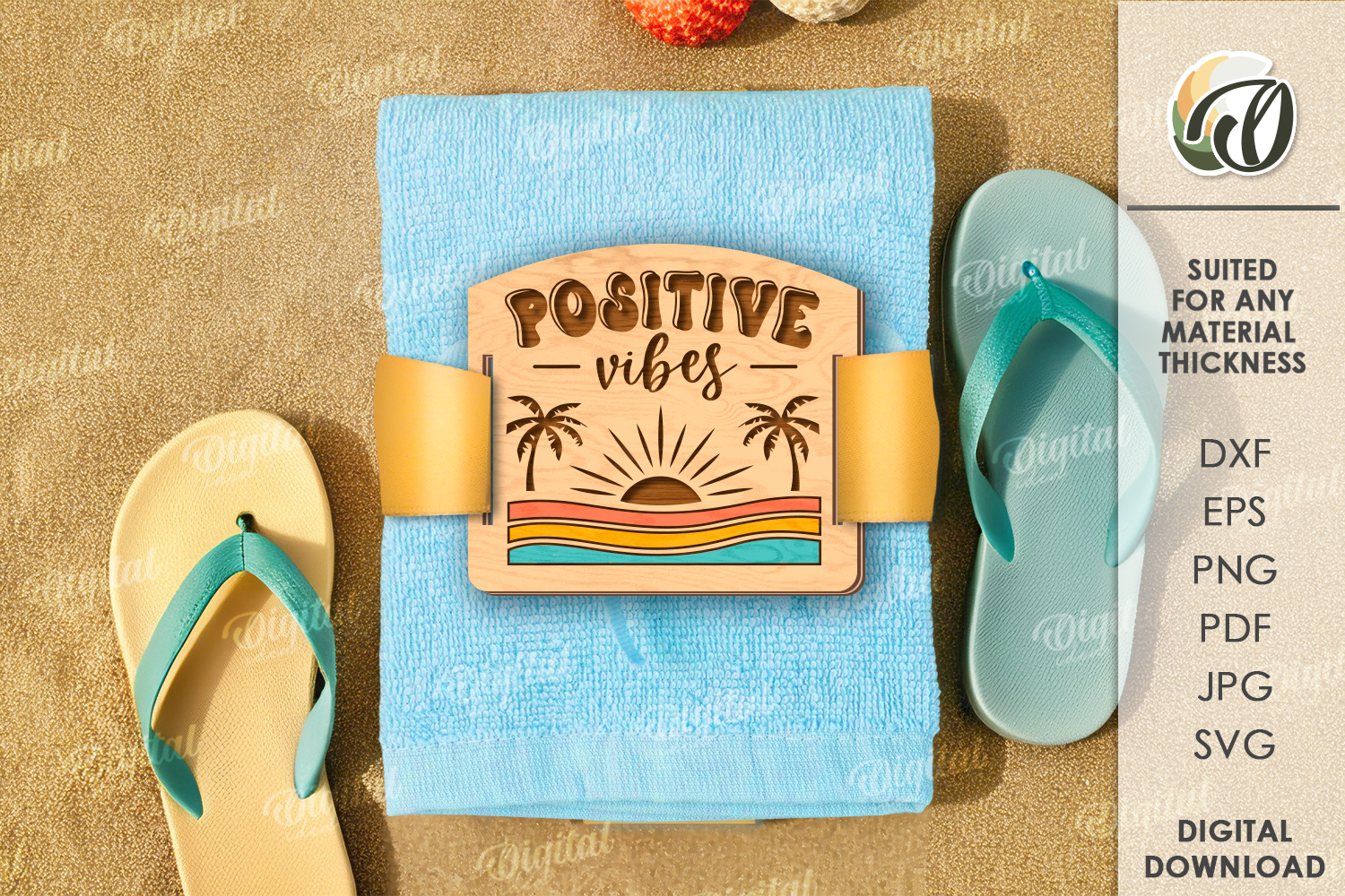 Retro towel gift tag Laser Cut product image 1