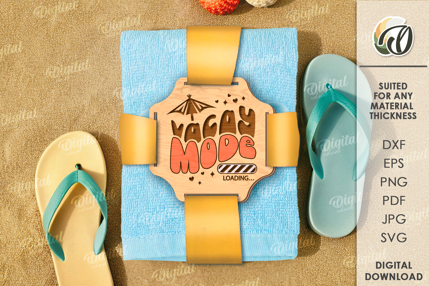 Retro towel gift tag Laser Cut product image 1