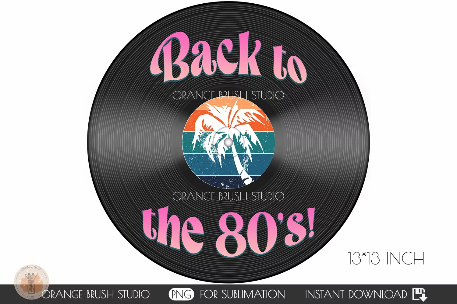 Retro Vintage Sunset Vinyl Record Palm Tree PNG Sublimation