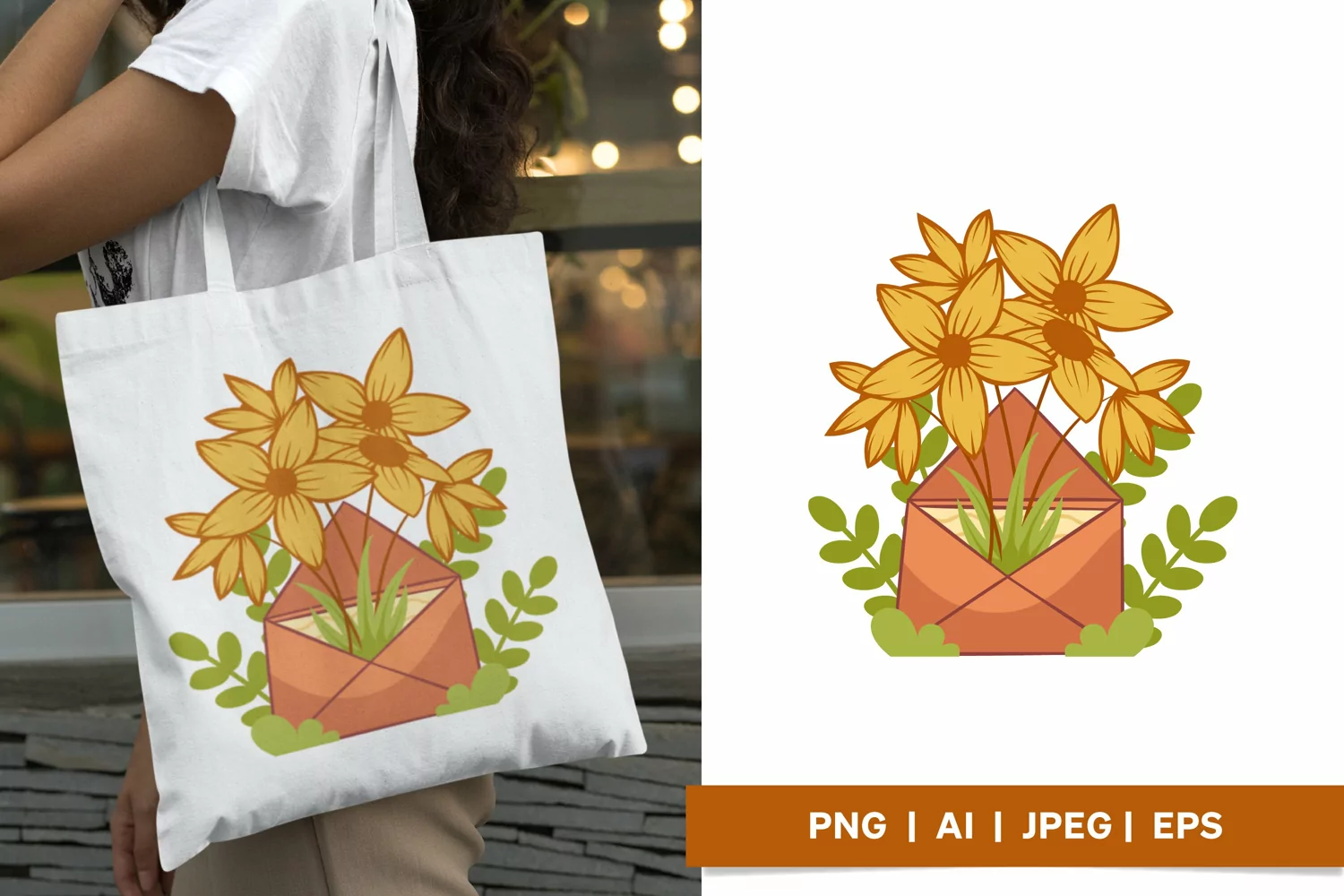 Envelope with Yellow Starflowers Inside, Sublimation Design product image 1