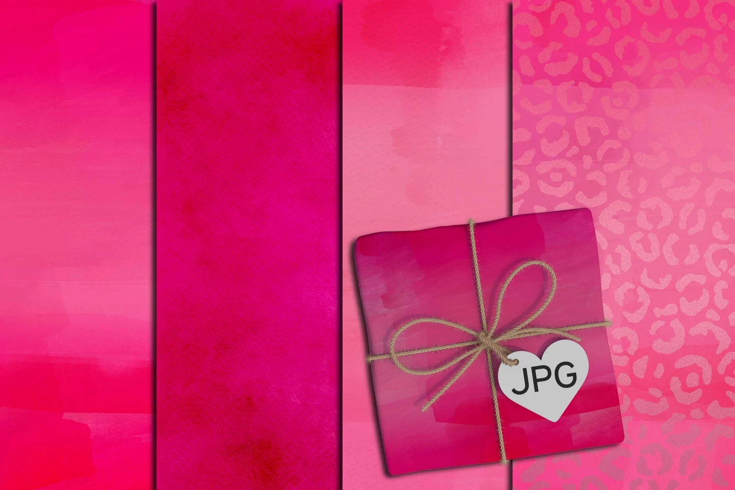 Pink Watercolor Valentine Digital Scrapbook Paper product image 1