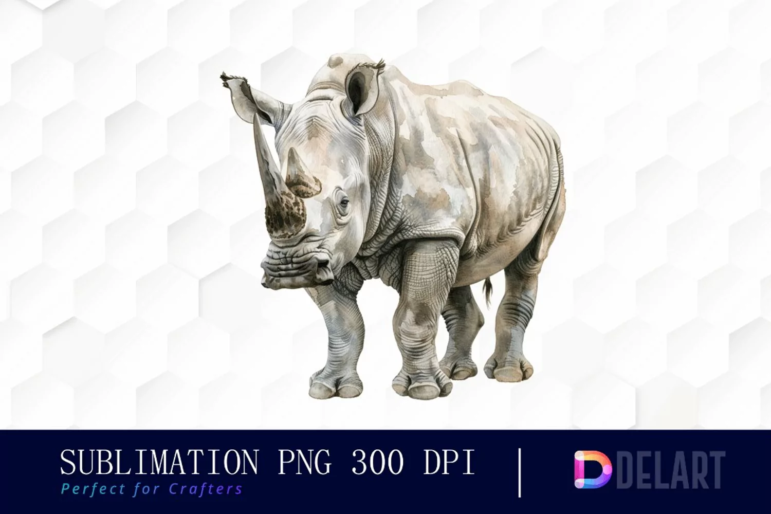 Rhinoceros Watercolor Sublimation Art product image 1