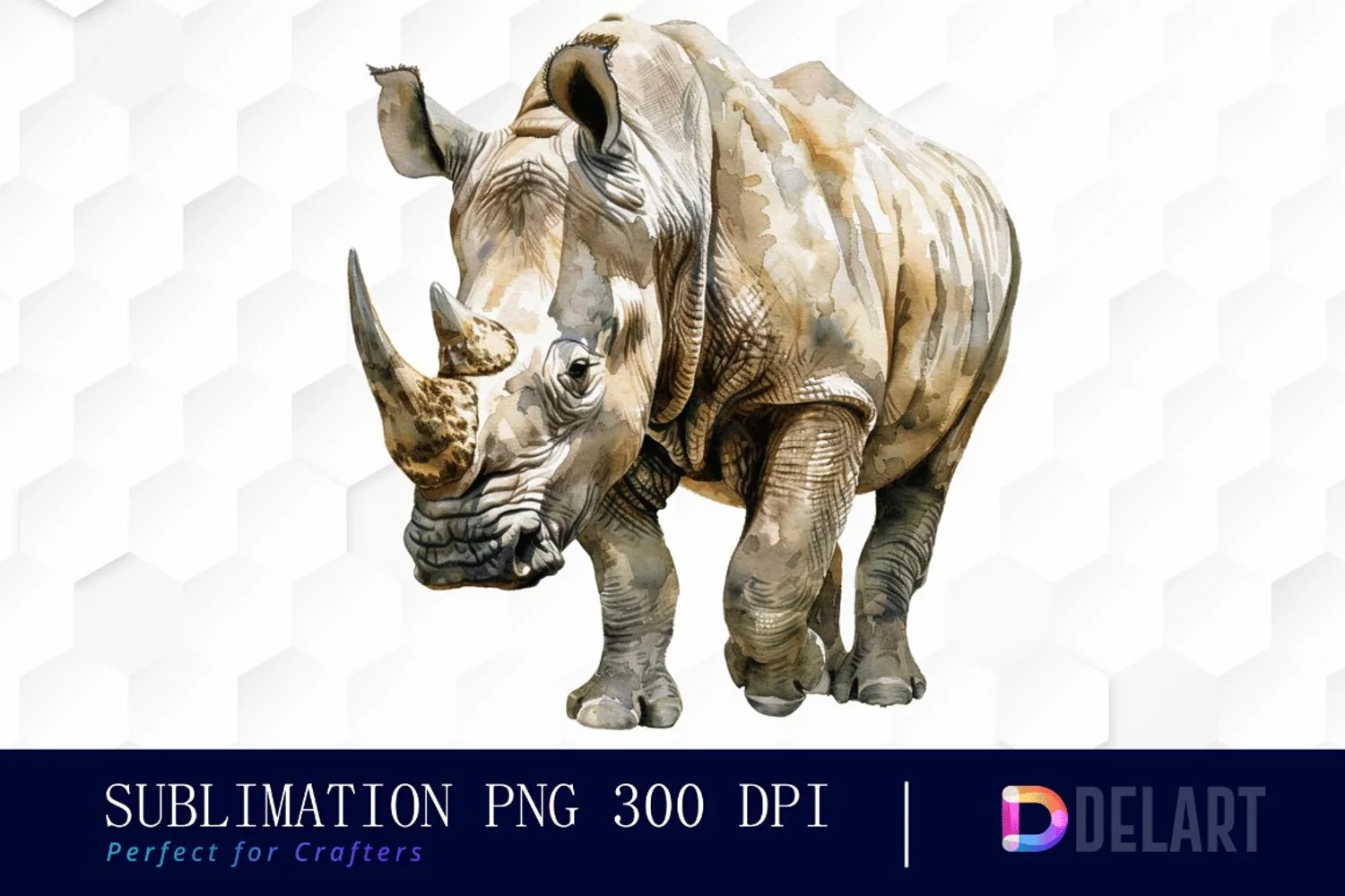 Rhinoceros Watercolor Clipart product image 1